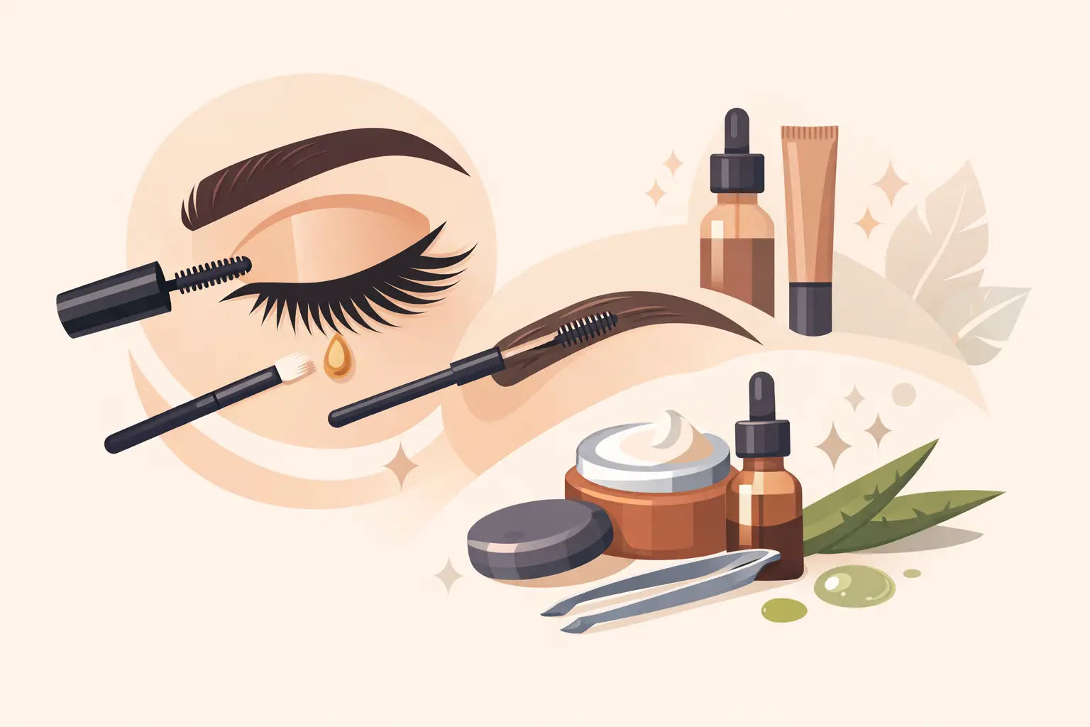 Wimpern und Augenbrauen Pflege Routine